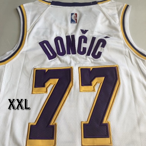 Double Stitched Luka Doncic White Los Angeles Lakers Jersey Association Edition - Picture 4 of 4